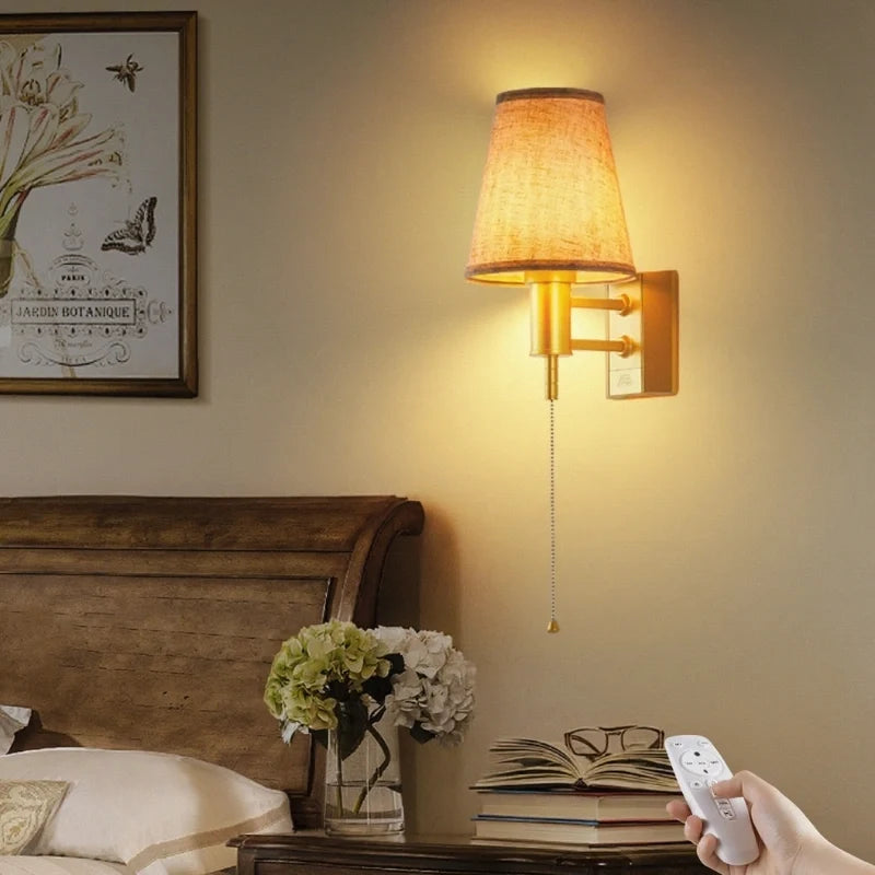 Lumievo - Sladdlös Vägglampa med Tygskärm