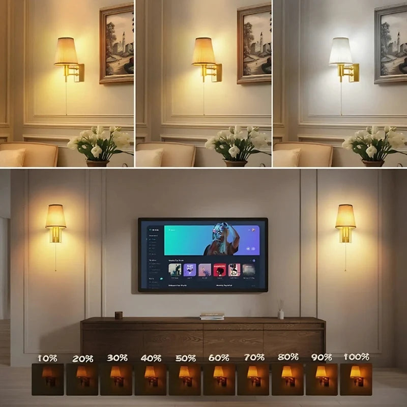 Lumievo - Sladdlös Vägglampa med Tygskärm