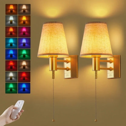 Lumievo - Sladdlös Vägglampa med Tygskärm