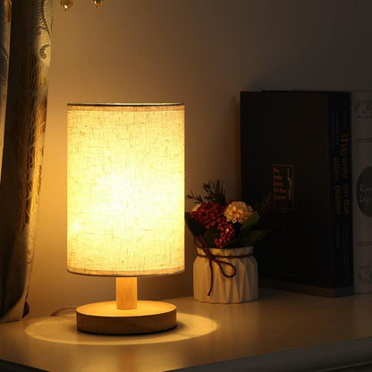 Natur - Bordslampa i Trä och Tyg