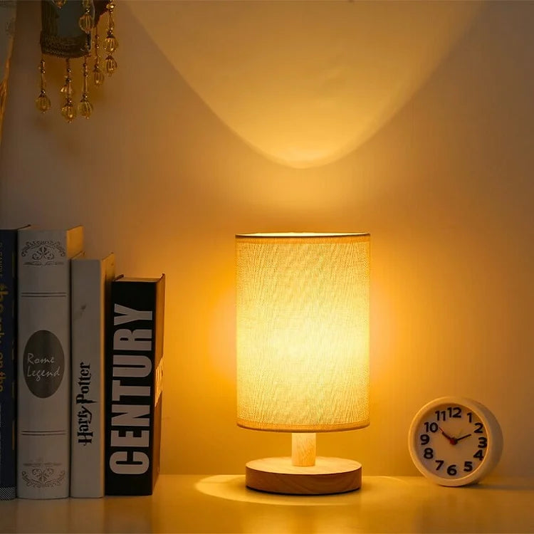 Natur - Bordslampa i Trä och Tyg