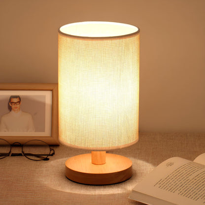 Natur - Bordslampa i Trä och Tyg