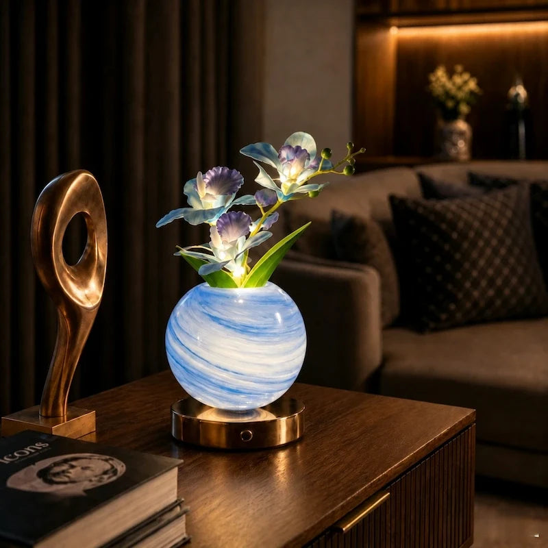 Orkidé – Sladdlös bordslampa i glas
