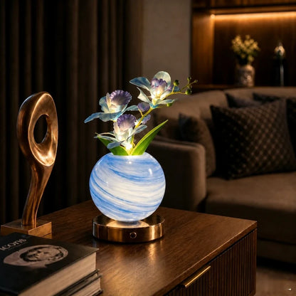 Orkidé – Sladdlös bordslampa i glas