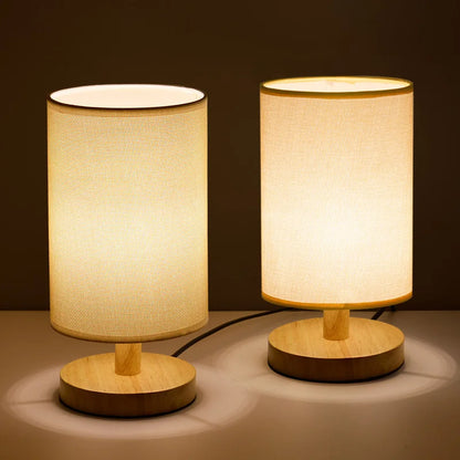 Natur - Bordslampa i Trä och Tyg