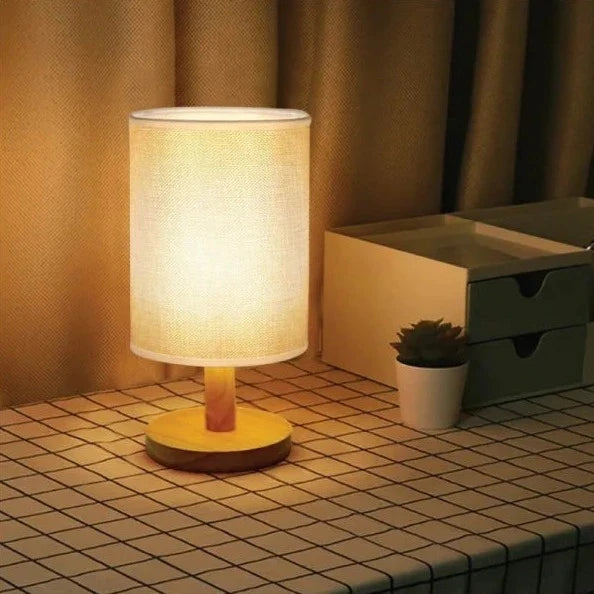 Natur - Bordslampa i Trä och Tyg
