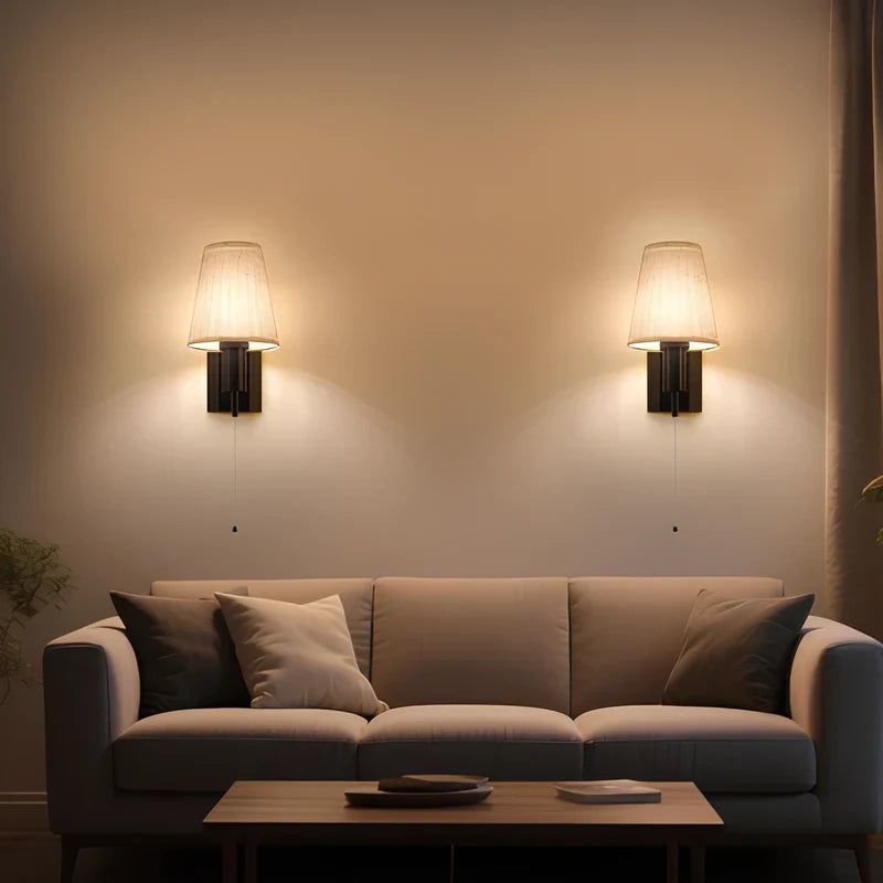 Lumievo - Sladdlös Vägglampa med Tygskärm